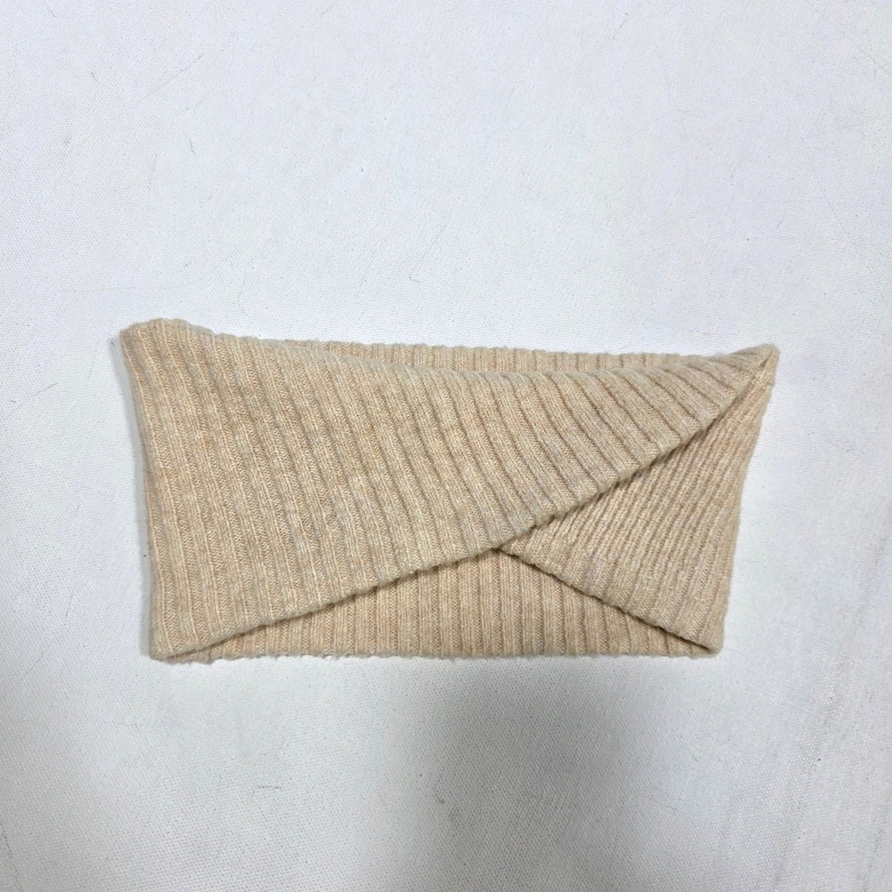 Universal Thread Headband Women OS Beige Ribbed Knit Twist Front Ear Warmer Cozy